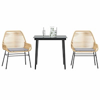 vidaXL Matgrupp för trädgård med dynor 3 delar brun polyrotting glas