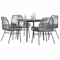 vidaXL Matgrupp för trädgården med dynor 5 delar grå polyrotting glas