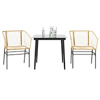 vidaXL Matgrupp för trädgården 3 delar brun polyrotting glas