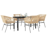 vidaXL Matgrupp för trädgård med dynor 5 delar brun polyrotting glas