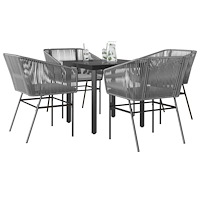 vidaXL Matgrupp för trädgården med dynor 5 delar grå polyrotting glas