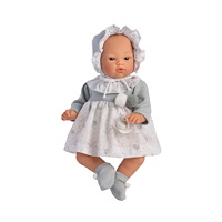 Asi Asi - Koke doll in grey and white dress, 36 cm