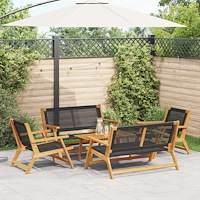 vidaXL Trädgårdsstolar med Bord 5 pcs Svart 90 x 45 x 40 cm