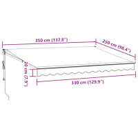 vidaXL Markis automatiskt infällbar brun 350x250 cm