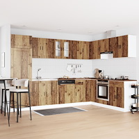 vidaXL Skåp med diskho "Porto" åldrat trä 80x46x84,5 cm konstr. trä
