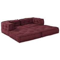 vidaXL Modulär soffa 2 pcs Bordeaux 70 x 70 x 56 cm tyg