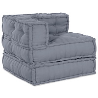 vidaXL 4-Sits Modular Pouffsoffa Konvertibel Grå Tyg