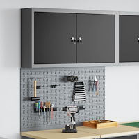 vidaXL 3-delars verktygskåp och pegboard-set väggmonterad svart metall