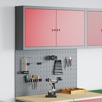 vidaXL 3-delars verktygsskåp och pegboardset väggmonterat röd metall