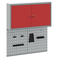 vidaXL 3-delars verktygsskåp och pegboardset väggmonterat röd metall