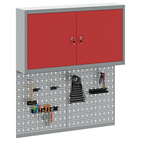 vidaXL 3-delars verktygsskåp och pegboardset väggmonterat röd metall
