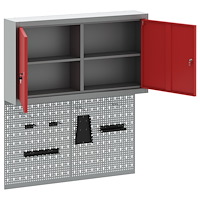 vidaXL 3-delars verktygsskåp och pegboardset väggmonterat röd metall
