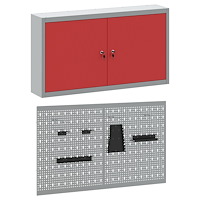 vidaXL 3-delars verktygsskåp och pegboardset väggmonterat röd metall