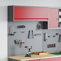 vidaXL 3-delars verktygsskåp och pegboard-set väggmonterad röd metall