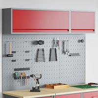 vidaXL 5-delars Verktygsskåp och Pegboard Set Väggmonterat Röd Metall