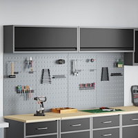 vidaXL 6 Delars Verktygsskåp och Pegboard Set Väggmonterad Svart Metall