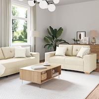 vidaXL Soffa 3+2+1 med dynor i linnetyg