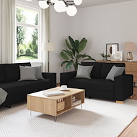 vidaXL Soffa 3+2+1 med dynor i svart tyg