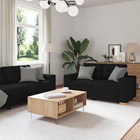 vidaXL Soffa 3+2+1 med dynor i svart tyg