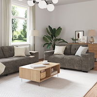 vidaXL Soffa 3+2+1 med dynor i mörkgrått konstläder