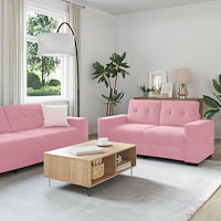 vidaXL Soffa 3 pcs Rosa Linnenblandad tyg