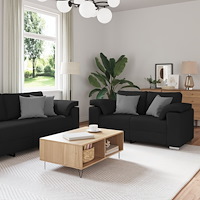 vidaXL Soffa 3+2+1 med dynor i svart tyg