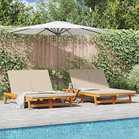 vidaXL Solstol Reclining Brun 125 x 200 x 84cm Massivt akaciaträ