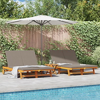 vidaXL Solstol Reclining Brun 125 x 200 x 84cm Massivt akaciaträ