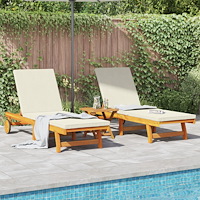 vidaXL Solstol Reclining 3 pcs Brun 40 x 40 x 40cm Massivt akaciaträ