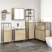 vidaXL Badrumsmöbelset 5 pcs Beige 76,5 x 35 x 95 cm Konstruerat trä