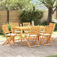 vidaXL Fällstol med kudde 6 pcs Vit 49 x 57.5 x 92cm Massivt akaciaträ