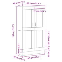 vidaXL Bokskåp Svart Ek 82,5x30,5x150 cm Byggt av trä