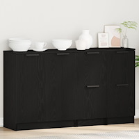 vidaXL Sideboards 3 st Svart Ekträ