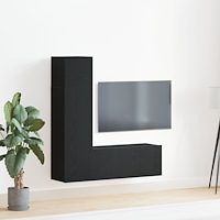 vidaXL 3 Delars TV-Bänksats Svart Ek Konstruerat Trä