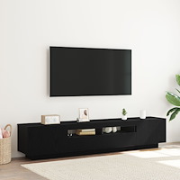 vidaXL TV-bänk med LED-lampor, svart ek, 200x35x40 cm, konstruerat trä