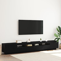 vidaXL TV-bänk med LED-lampor, svart ek, 260x35x40 cm, tillverkad av konstruerat trä