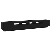 vidaXL TV-bänk med LED-lampor, svart ek, 260x35x40 cm, tillverkad av konstruerat trä