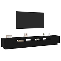 vidaXL TV-bänk med LED-lampor, svart ek, 260x35x40 cm, tillverkad av konstruerat trä