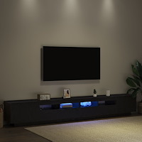 vidaXL TV-bänk med LED-lampor, svart ek, 260x35x40 cm, tillverkad av konstruerat trä