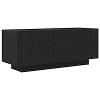 vidaXL TV-bänk med LED-lampor, svart ek, 260x35x40 cm, tillverkad av konstruerat trä