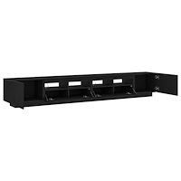 vidaXL TV-bänk med LED-lampor, svart ek, 260x35x40 cm, tillverkad av konstruerat trä