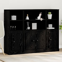 vidaXL Högt skåp Svart Ek 132x35,5x103,5 cm Konstruerat trä