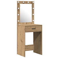 vidaXL Sminkbord set 3 delar med LED-lampor artisan ek konstruerat trä