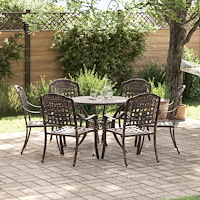 vidaXL Trädgårdsmöbelset 7 pcs Brons 90 x 90 x 75 cm Gjutet Aluminium