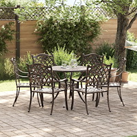 vidaXL Trädgårdsmöbelset 7 pcs Brons 90 x 90 x 75 cm Gjutet Aluminium