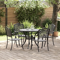 vidaXL Trädgårdsmöbelset 5 pcs Svart Aluminium