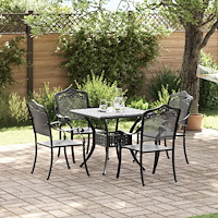 vidaXL Trädgårdsbord Set 5 pcs Svart Gjutet Aluminium