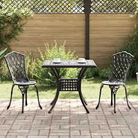 vidaXL Trädgårdsbord Set 3 pcs Svart Gjutet Aluminium
