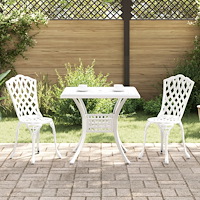vidaXL Trädgårdsbord Set 3 pcs Vit Gjutet Aluminium