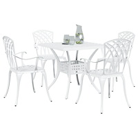 vidaXL Trädgårdsbord Set 5 pcs Vit Gjutet Aluminium